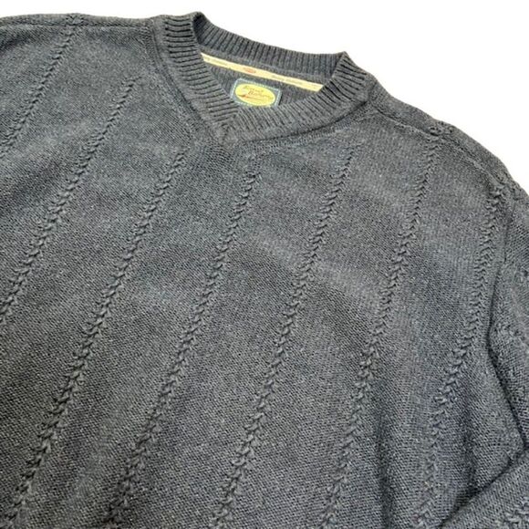 Tommy Bahama 100% Cotton Sweater Light Knit Navy Blue V-Neck Men's Medium - Picture 2 of 12